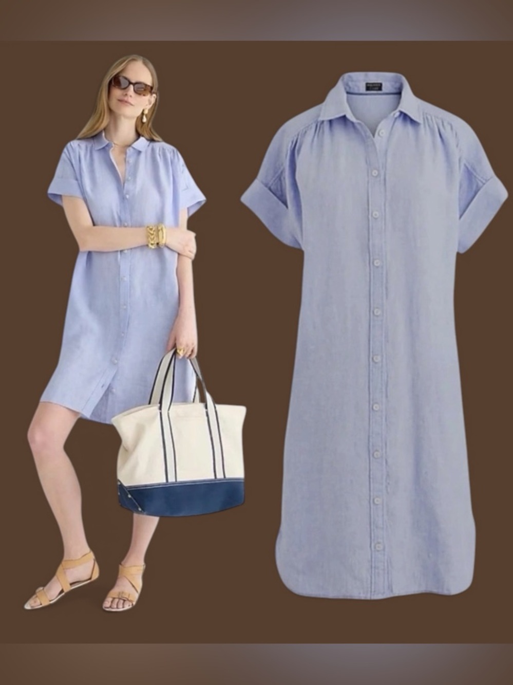 J. Crew Light Blue Button-Front Shirt Dress